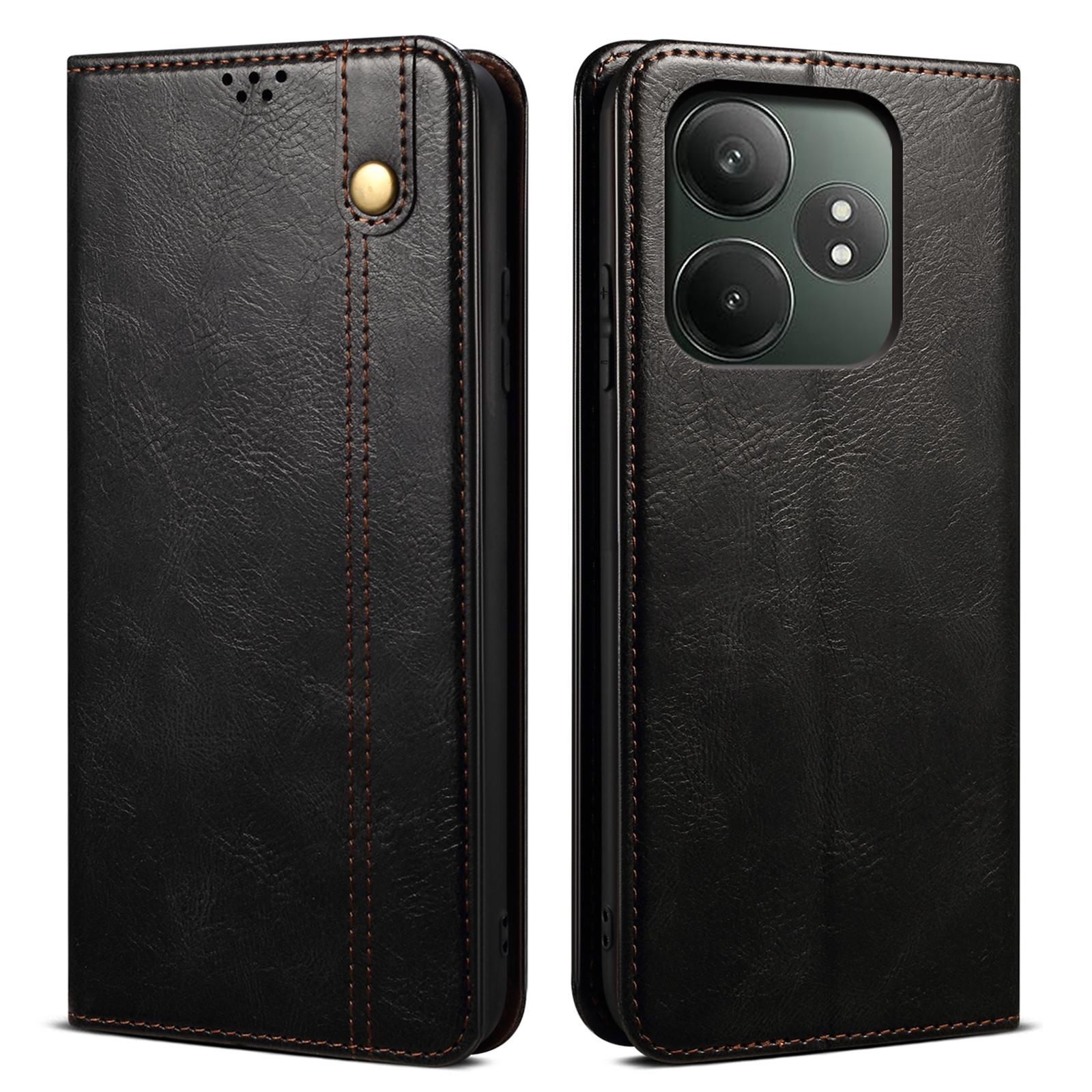 

Чехол для Realme GT Neo6 SE 5G/GT Neo6 5G/GT 6T 5G/GT 6 5G из вощеной кожи с текстурой Crazy Horse Black