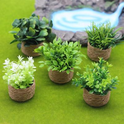 Miniature Bonsai Plant Props Potted Plant Decor Artificial Green Plants for Doll Douses Desk Shelf Mini Home Decorations Miniature Bonsai Planters