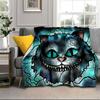 Wonderland Smile Cat Blanket Flannel Blanket for Bed, Sofa, Camping, Hiking, Picnic Essentials, Gift for Family Fan Gifts