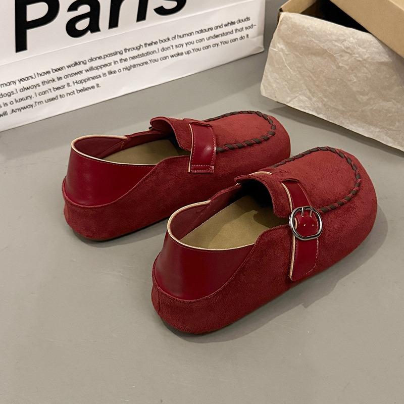 Women Flats Platform Loafers Shoes Fashion 2025 Winter Suede Shoes Classical Buckle Sneaker New Trends Casual Zapatillas Mujer