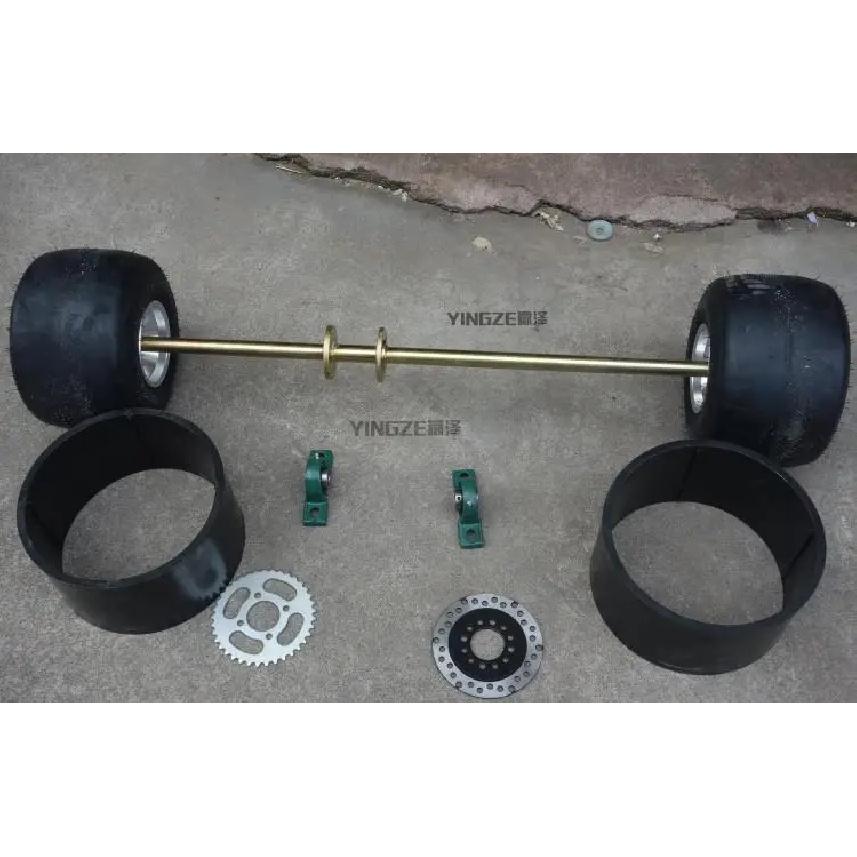 DIY Four Wheel GO KART KARTING ATV UTV Buggy Brake Disc Rotor Sprocket 100CM Rear Axle With 11X7.10-5 Wheel Drift Trike Tires