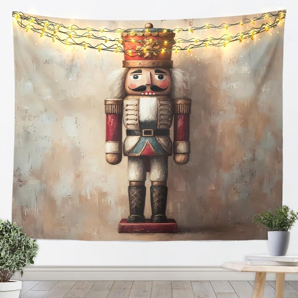 Christmas Nutcracker Tapestry for Bedroom Aesthetic Botanica Garden Wall Tapestry Aesthetic Soldier Royal Guarder Tapestries