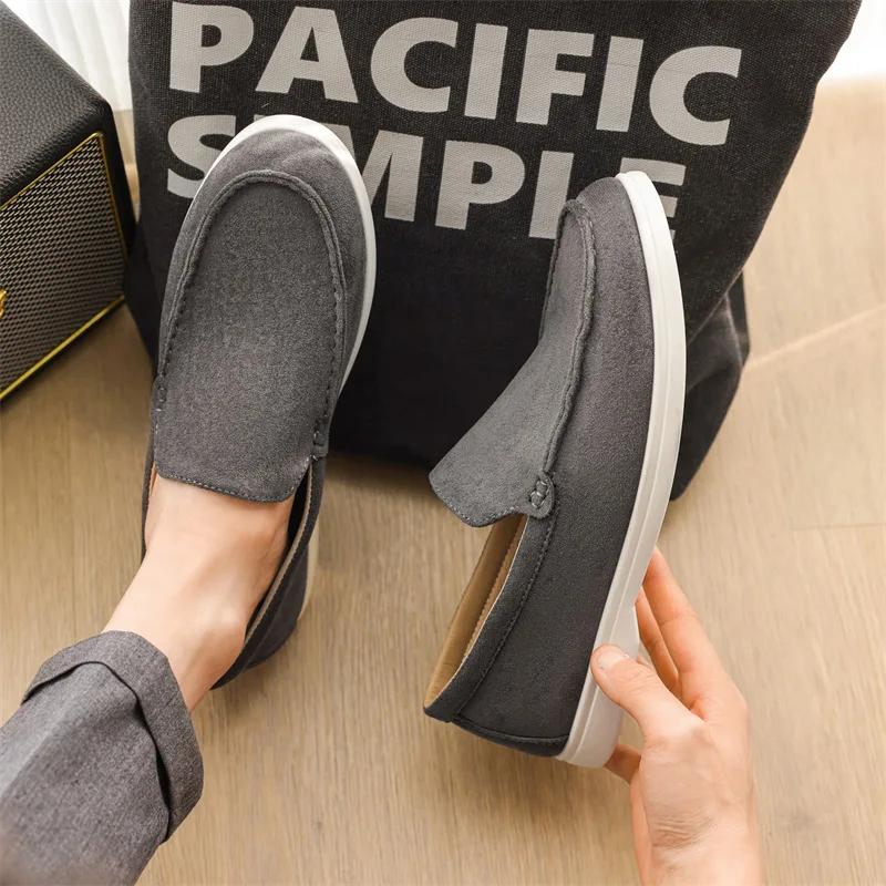 Fashion Men's Flat Shoes, New Breathable Casual Shoes, Fashionable Suede Flat Shoes, Outdoor Lightweight Anti Slip Oversized Men's Shoes