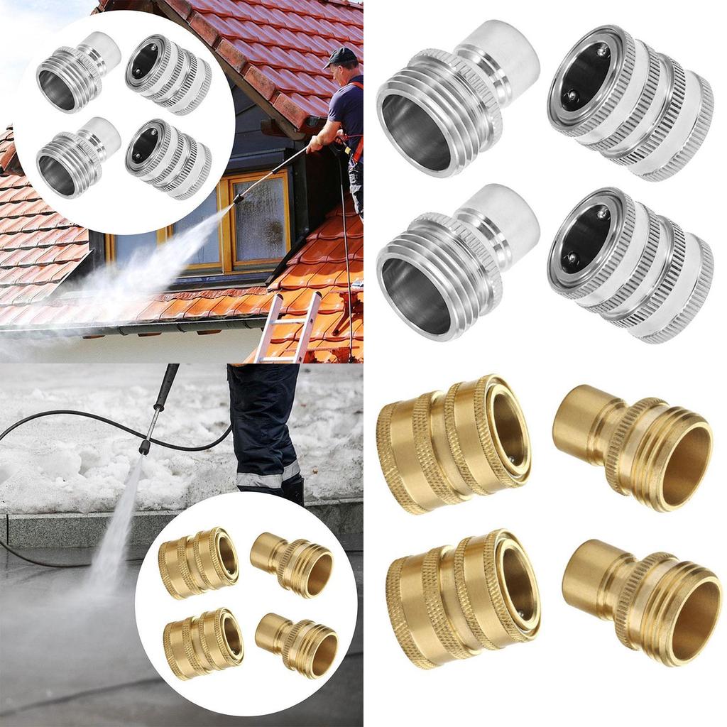 4 Pieces Garden Hose Quick Connect Water Hose Fitting 3/4 Inch Repair Parts High Performance Pressure Washer Adapters
