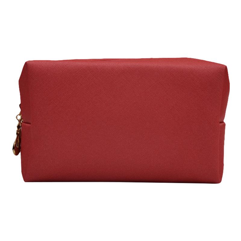Cosmetic Bag Women Popular Product Pu Hand-Held Portable Square Waterproof Zipper Cute Travel Makeup Skincare Bag