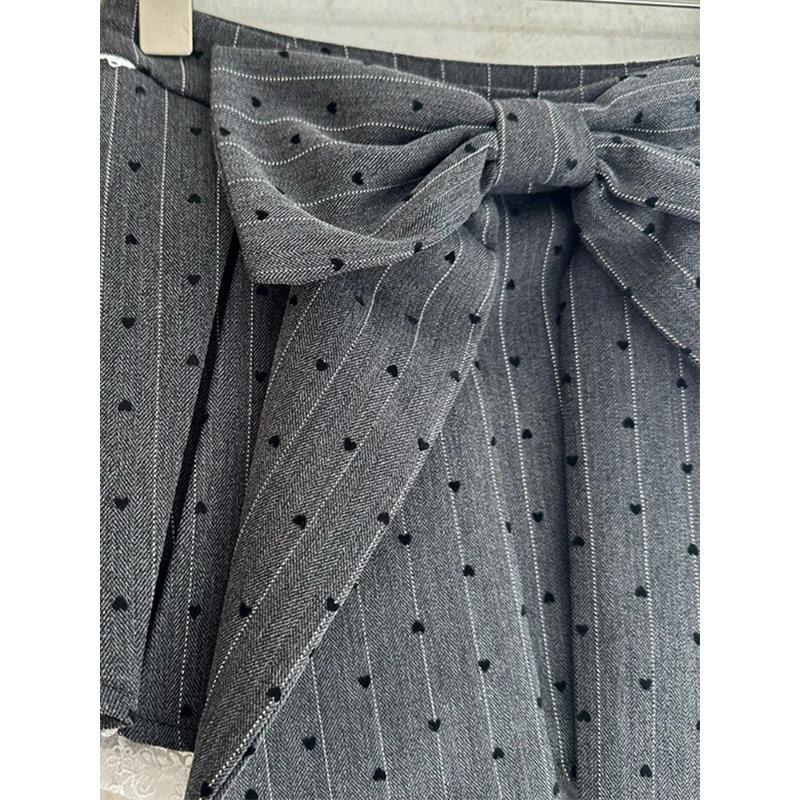 Summer Women Ballet Core Kpop Polka Dot Mini Bow Skirt Striped Y2k Gyaru Lace Patchwork Coquette 2000s Streetwear Korean Design