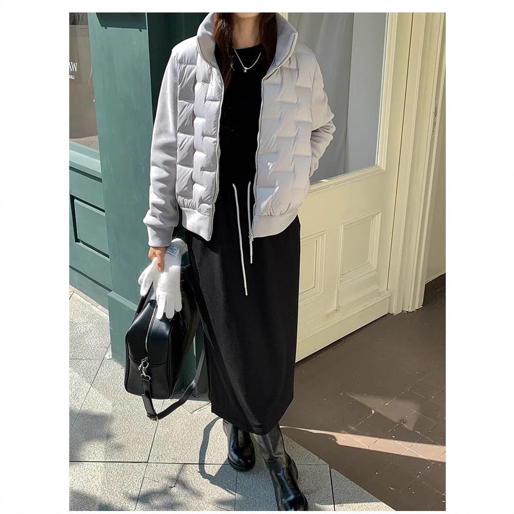 Single Color Warm Down Jacket Korean Versatile Jacket Top Fleece Zipper Cardigan Women