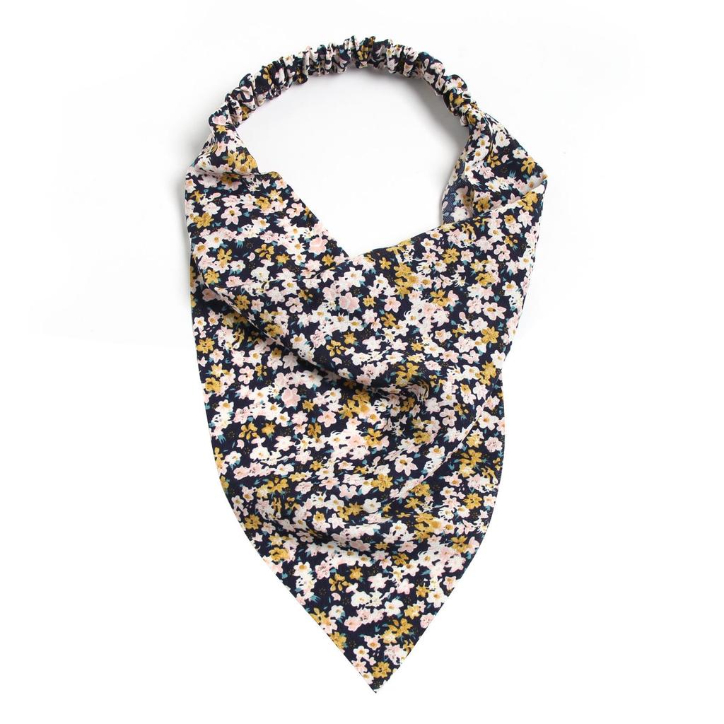 Floral Fabric Triangle Headband & Scarf Hair Tie for Women - Versatile Elastic Band Accessory