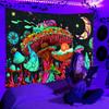 Planet Blacklight Tapestry Trippy Galaxy Uv Reactive Waterfall Landscape Wall Funny Tapestries Mysterious Mushroom Bohemia Tapiz