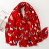 Lovely Animal Dachshund Pattern Viscose Scarf Cute Breathable Fringe Shawl Casual Travel Inelastic Outerwear Long Shawl 180*85Cm