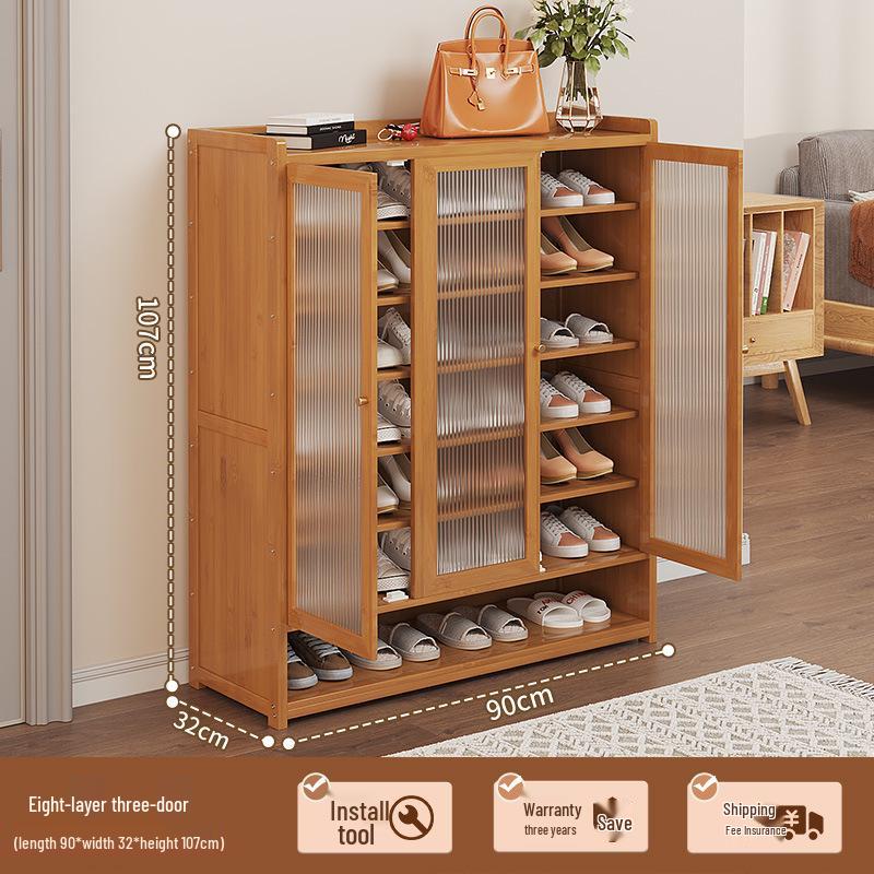 Japanese Rattan Dustproof Shoe Cabinet - Compact, Large-Capacity Entryway Storage Rack
