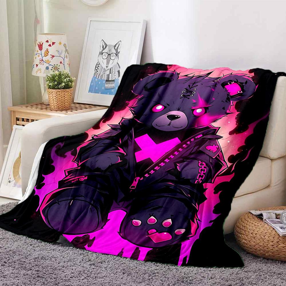 1pc Bear Print Blanket   Lightweight Flannel Throw Blanket For Sofa, Bed, Living Room, Office, Outdoor Travel, Camping