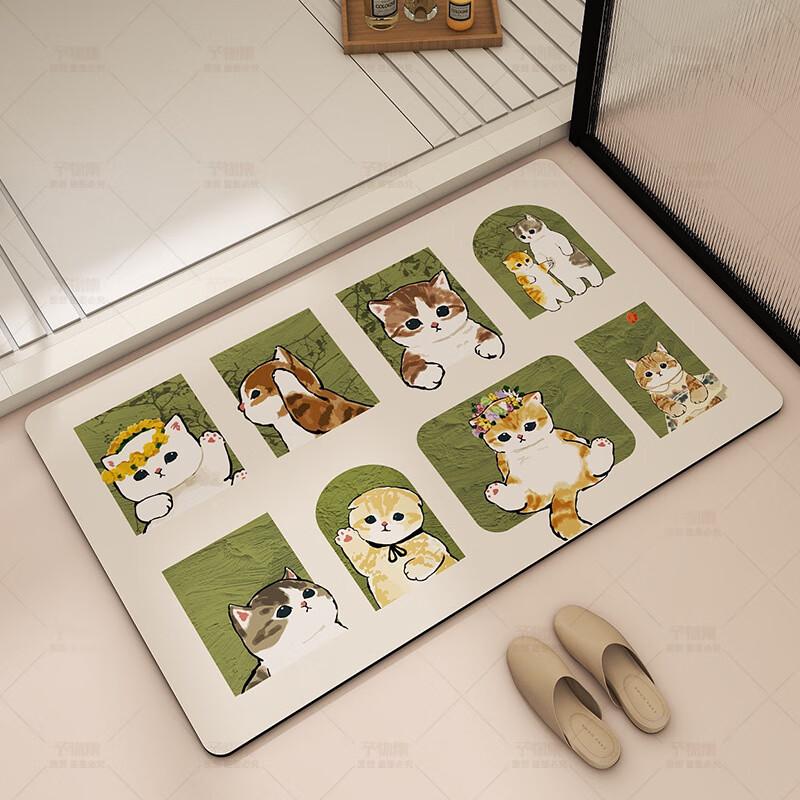 Visionary Cartoon Cat Diatomaceous Earth Bathroom Mat