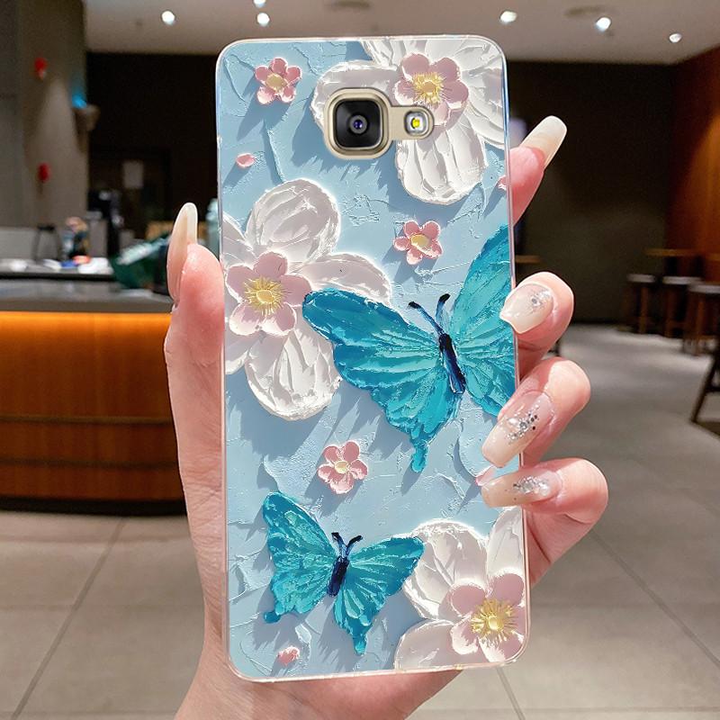 For Samsung Galaxy A5 2016 A3 2016 A7 2017 Case Flower Butterfly Soft Silicone Clear TPU Cover For Samsung A3 A5 2017 Cases Capa