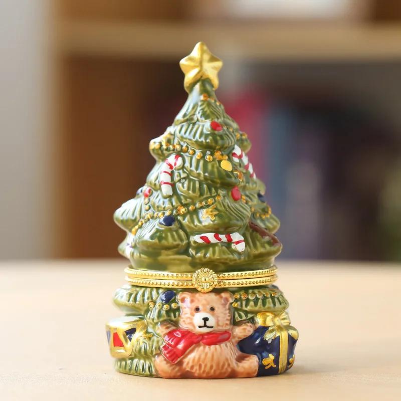 Christmas Tree Ceramic Jewelry Box Bear Aromatherapy Candle Home Crafts Ornaments European and American Home Decoration Crafts