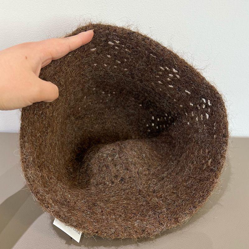 New Striped Lace-up Knitted Pullover Hat Women's Spring and Autumn Fashion Wool Fisherman Hat