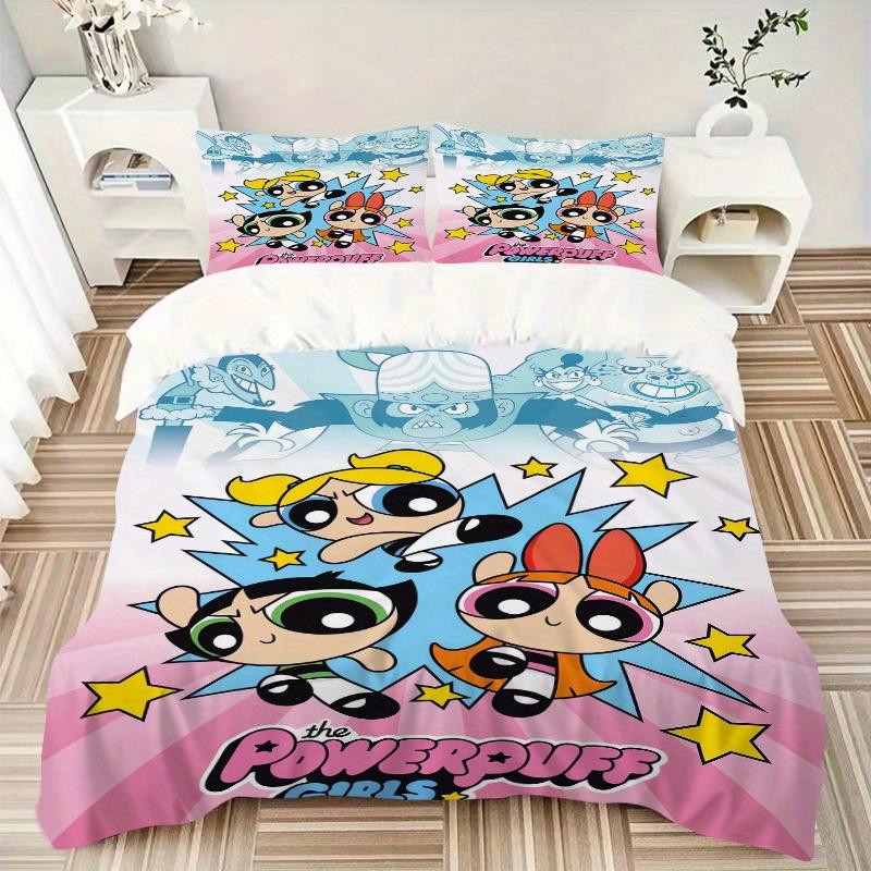 3er Set Coole Powerpuff Girls Bettwäsche - Enthält 1 Bettbezug und 2 Kissenbezüge, Bequeme Bettwäsche mit Stilvollem Design für Schlafzimmer, Machi