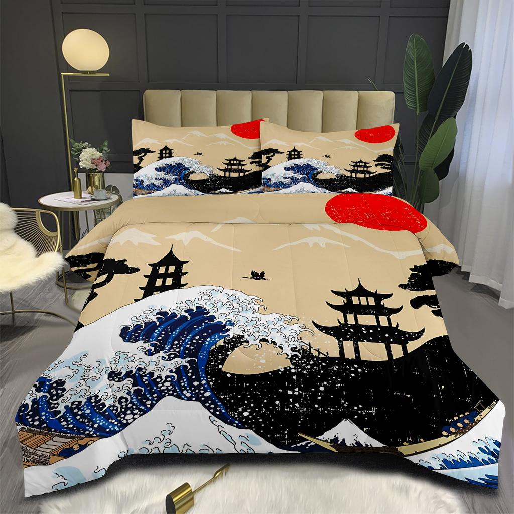 Digital Printing Fat Quilt Japanese Style Quilt Suit Three Piece Set