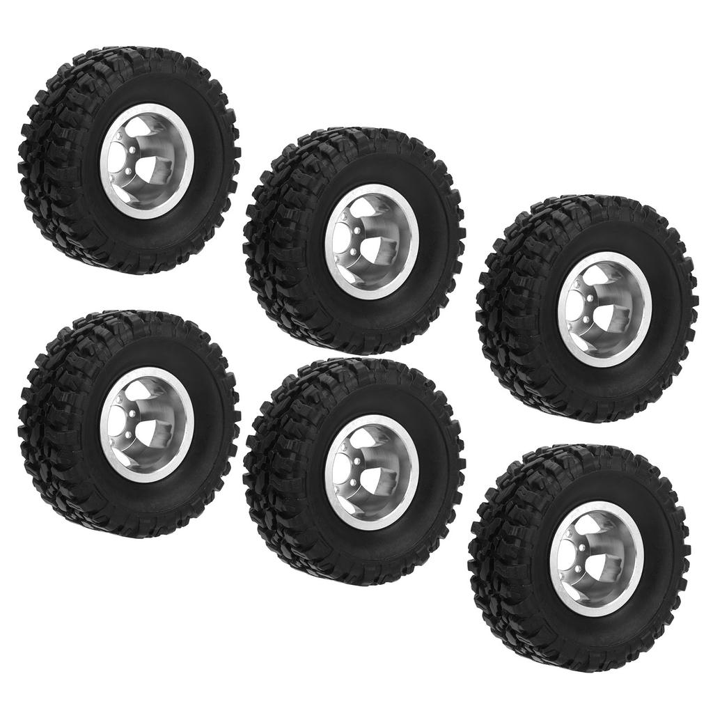 RC Rubber Tires with Aluminum Alloy Wheel Hub for WPL C14 C24 C34 C44 B14 B24 B16 B36 4WD Car