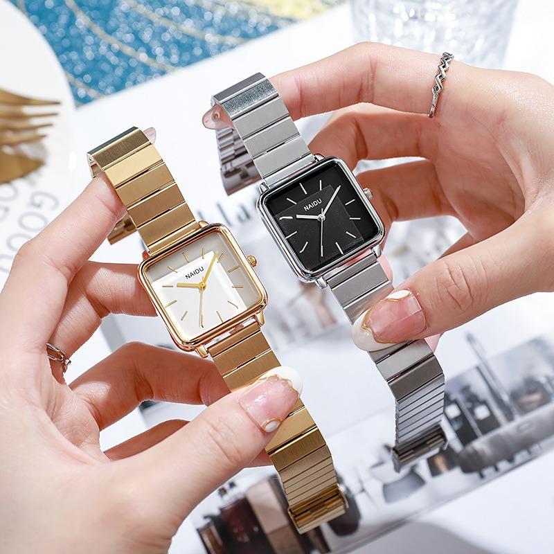 Elegant Simple Women's Watch Stainless Steel Strap Quartz Watches Square Dial Casual Fashion Wristwatch Suitable for Daily Wear