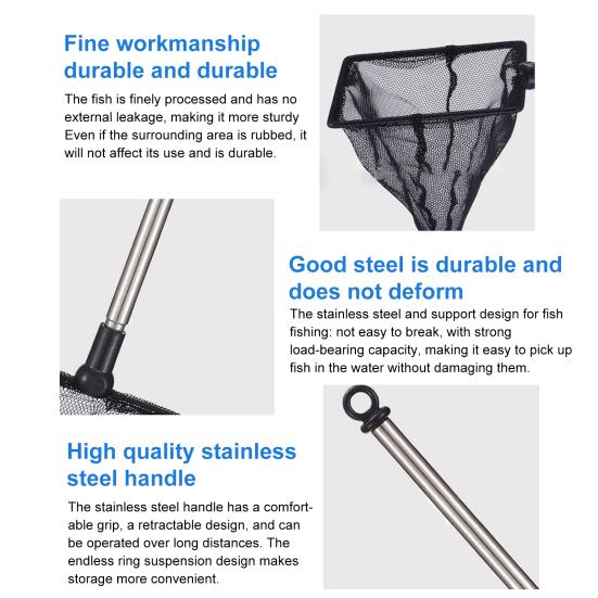 Fishing Net Stainless Steel Retractable Handle Fish Net Durable Fish Shrimp Catching Net for Home Outdoor