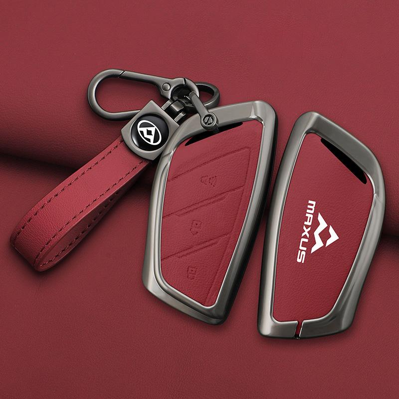 Zinc Alloy Leather Car Remote Key Cover Fob Case Protector Holder Shell For MAXUS G90 MPV MIFA 9 2022 Keychain Accessories