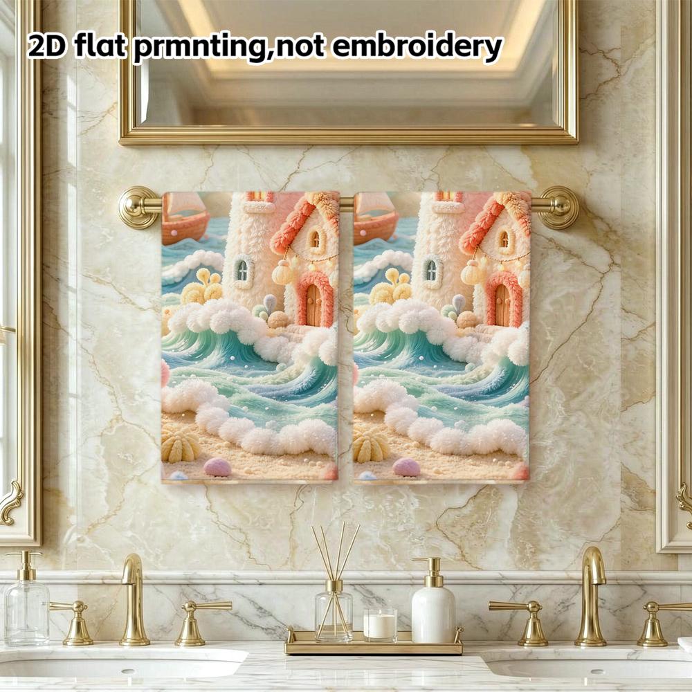 Fuzzy Seaside Lighthouse Bath Towel, Ocean Scenery, Soft Absorbent Quick Dry Towel for Beach And Shower