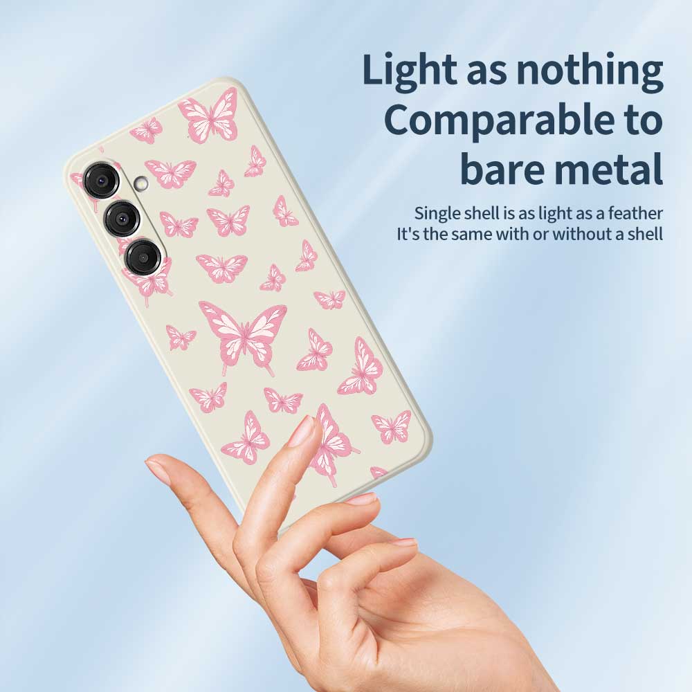 For Samsung Galaxy A16 5G/4G Case Pink Butterflies Pattern Printing Straight Edge TPU Phone Back Cover
