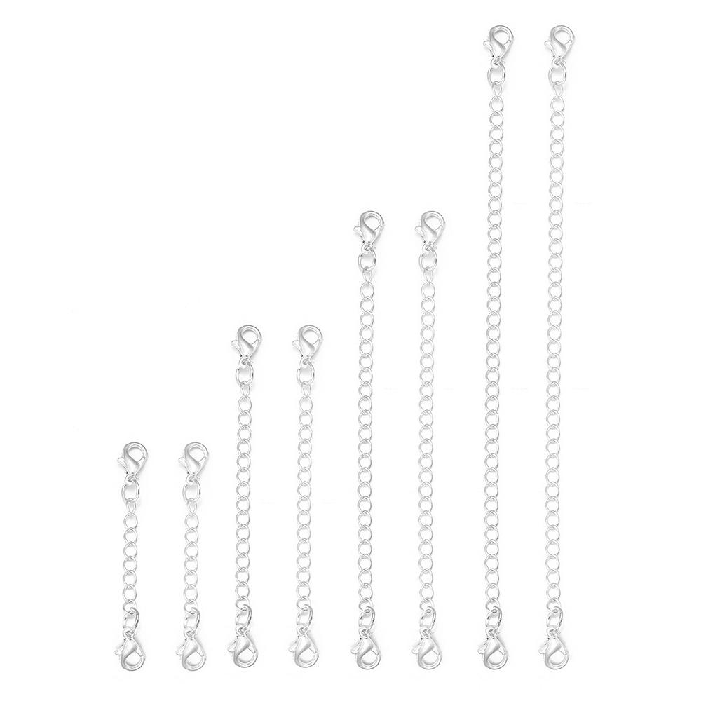 8pcs/set Gold Plated Metal Extension Chains With Lobster Clasps Connector Link Necklace Tail Chains For Jewelry Making Findings