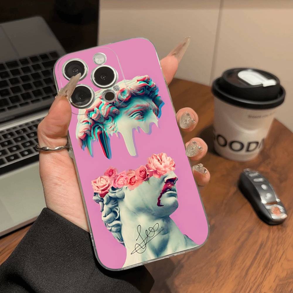 

Interesting Statue D-DavidS For IPhone 17 16 15 14 13 12 Mini 11 Pro Max Transparent Case iPhone 17