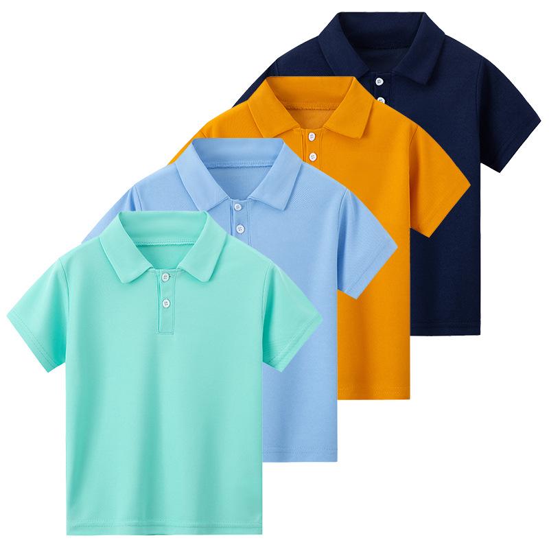 Kids' Striped Multicolor Polo Shirt - Boys' Gentleman Casual or Girls' Solid Short Sleeve Tee