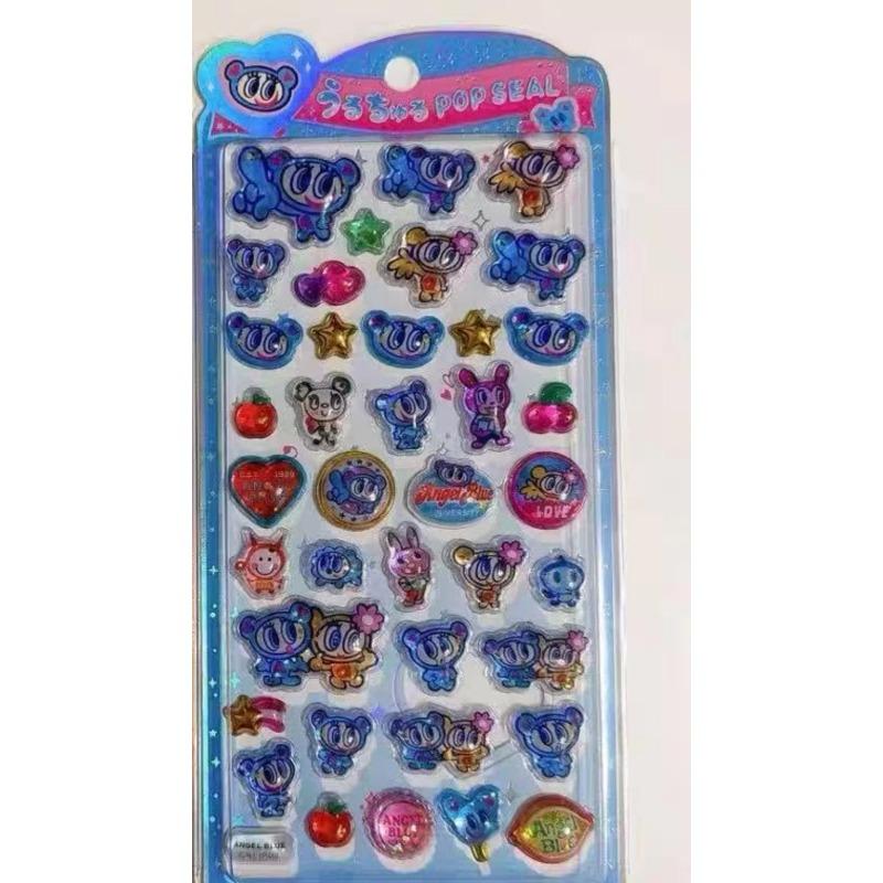 Angel New Blue Wave Water Moisturizing Stickers Japanese 3D Relief Stickers Children'S Fairy Decorative Stickers