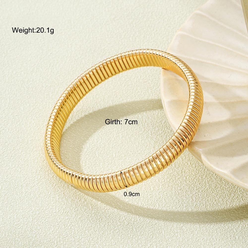 Elastic Bracelet Women Plated Charm Punk Wide Chunky Metal Spiral Bangle Fashion New Party Jewelry Accessories Gift