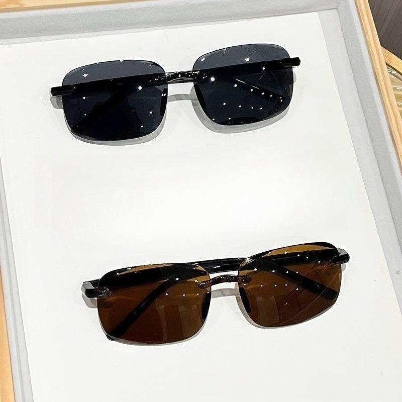 2 Pack Sunglasses for Men Trendy Frameless Cutting Edge Fashion Sunshade Sunglasses