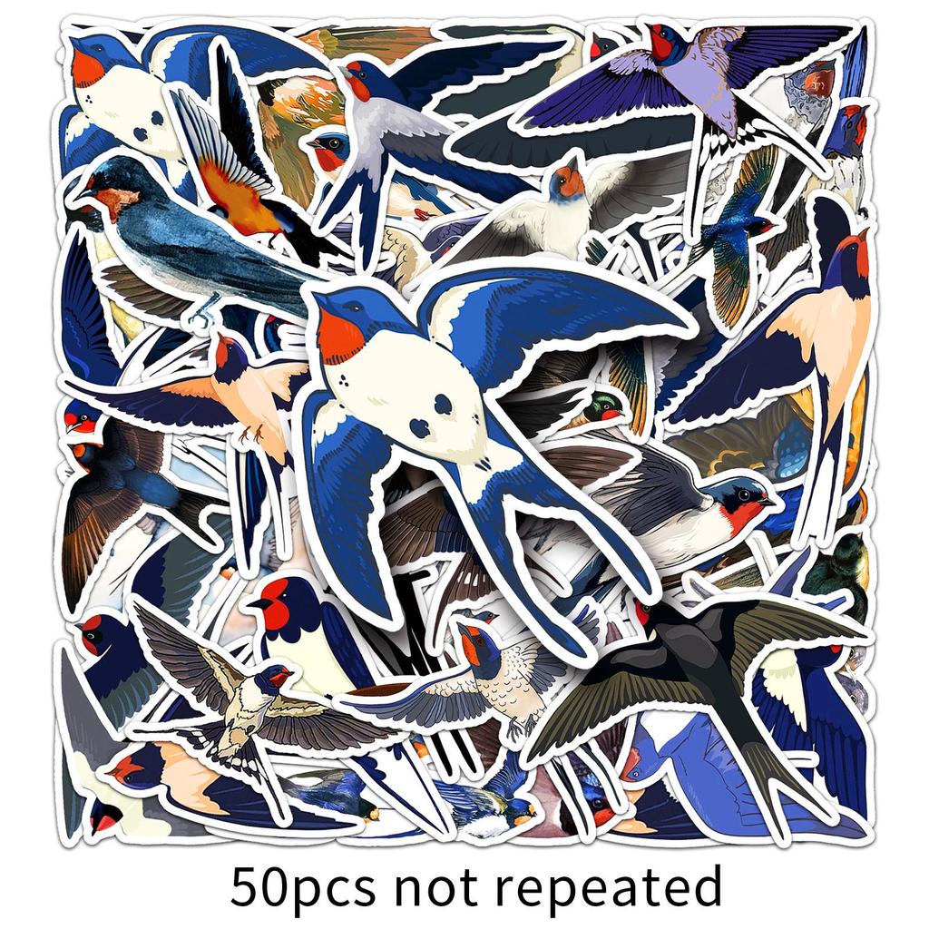 50 Swallow Bird Graffiti Stickers: Creative Decorations for Phones, Water Bottles, and Suitcases
