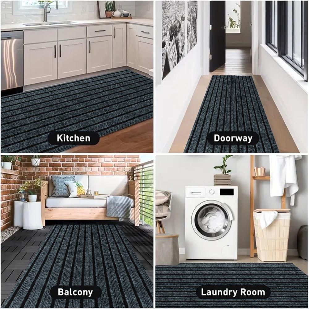 Kitchen Floor Mat Bedroom Living Room Long Bedside Area Rug Hallway Striped Brush Carpet Anti Slip Bathroom Entrance Doormat