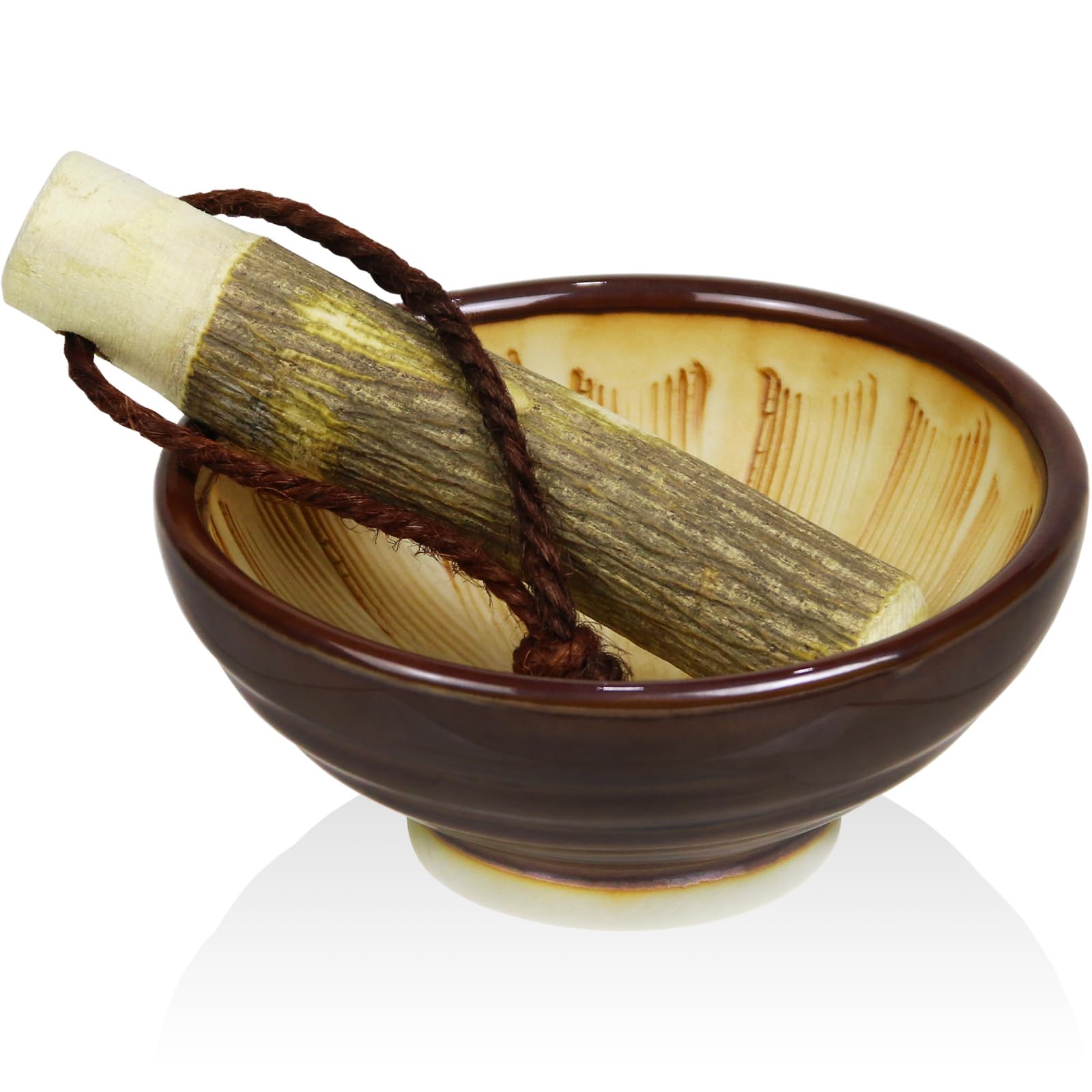 Morikuru Mortar and Pestle Mini Mortar and Made in for Grinding Japanese Pepper (Morikuru) Japanese-made Set, 9cm, Pestle, Japan, (Sansho), TK04-21 коричневый