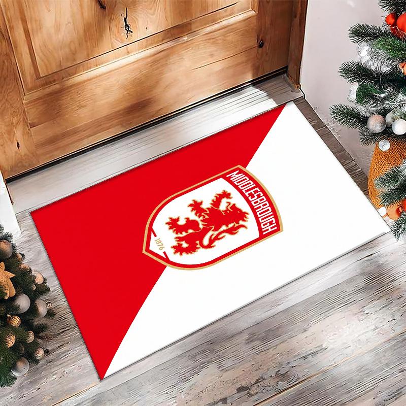 Middlesbrough FC Fußballmuster Weicher Teppichboden Rutschfester Indoor-Bodenbelag Sport Dekorationsmatte für Schlafzimmer