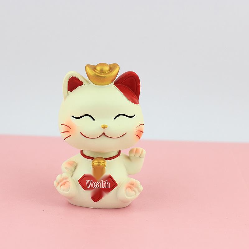 Lucky Cat Resin Craft - Cute Desktop Ornament & Home Decoration