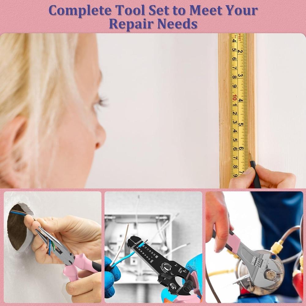 Sundpey Home Tool Kit 281-PCs - General Basic Home Auto Repair Tool Kits - Complete Portable Hand Tool Sets for Women - Tool Box