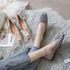 Square Toe Shoes for Women Slip-on Blue Woman Flats Trends 2025 Cotton Designer Luxury Y2k Fashion Aesthetic Casual 39 New In