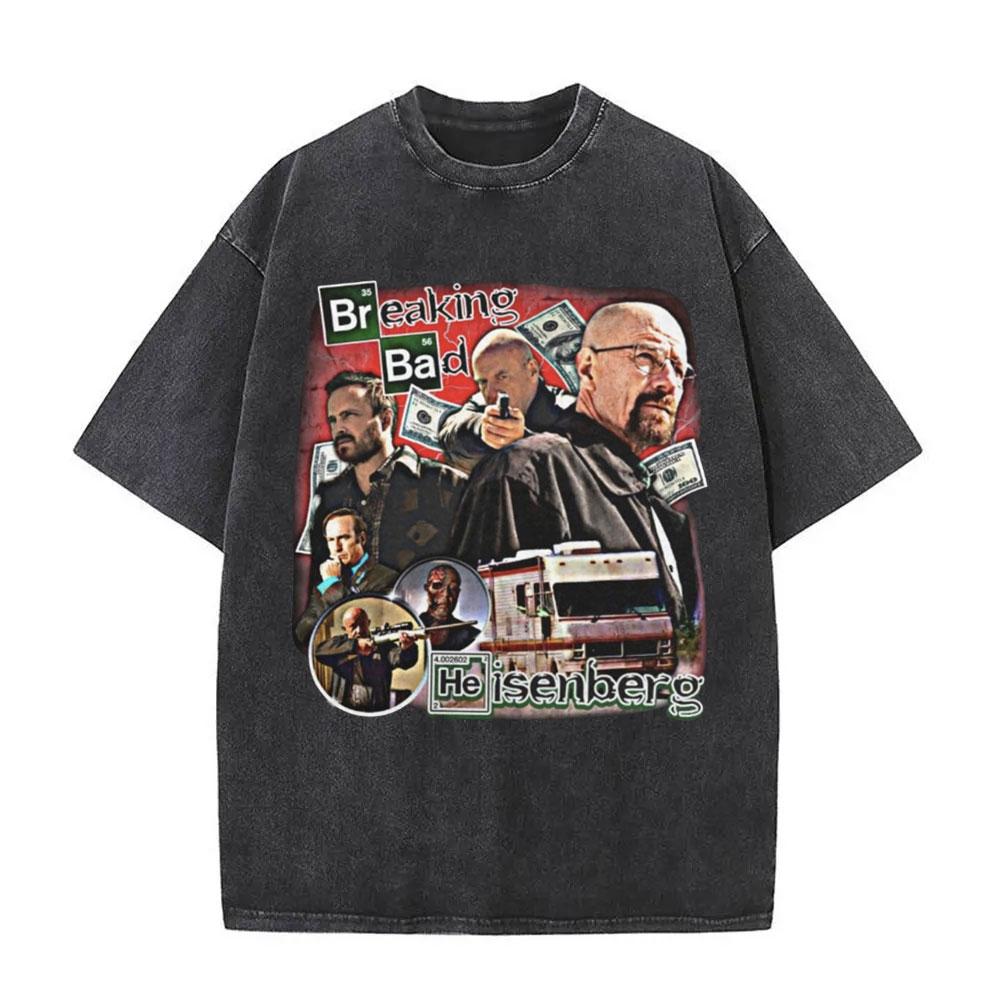 Heisenberg TV Breaking Bad Stay Out of My Territory Vintage Washed T Shirt Better Call Saul Graphic Tshirt Men Cotton Tshirts