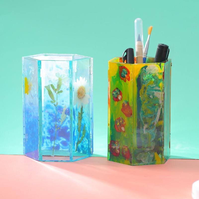 Hexagonal Light Resin Molds Mosaic Shape Decor Box Silicone Molds for Epoxy Resin Casting DIY Home Candlestick Ornament