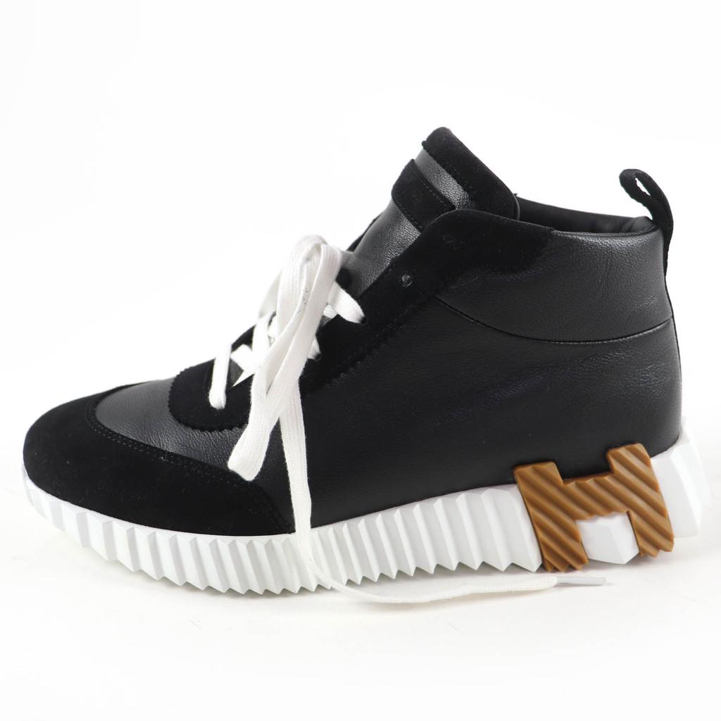 Great HERMES High cut sneakers hip hop H logo lace-up leather black Women 37 Used