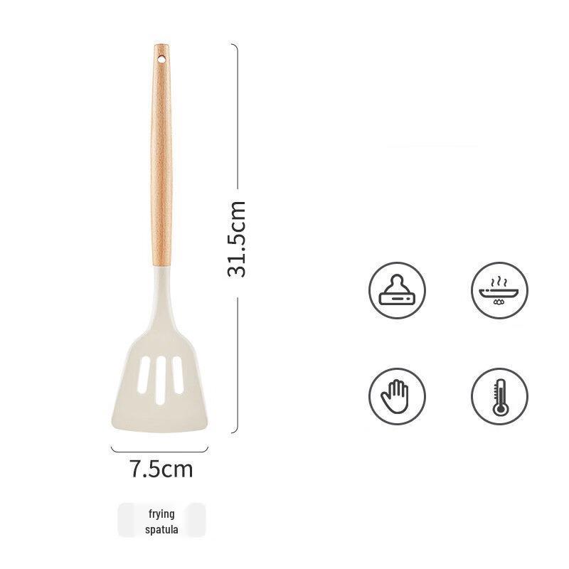 Wutuo Wooden Handle Silicone Kitchen Utensil Set