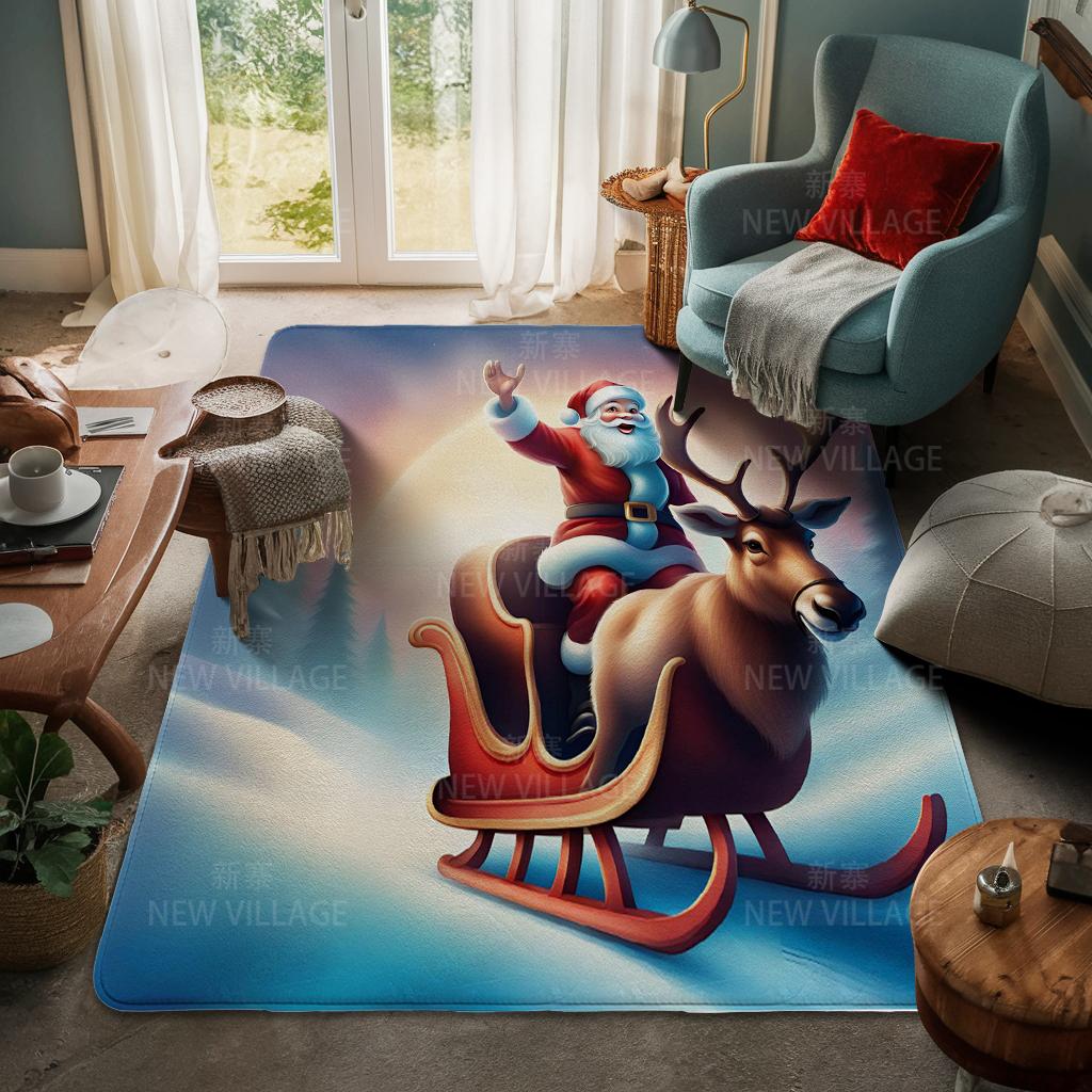 House Entrance Carpet Home Door Mat Living Room Bath Foot Bathroom Non-slip Water Absorption Rugs Bath Merry Christmas Winter