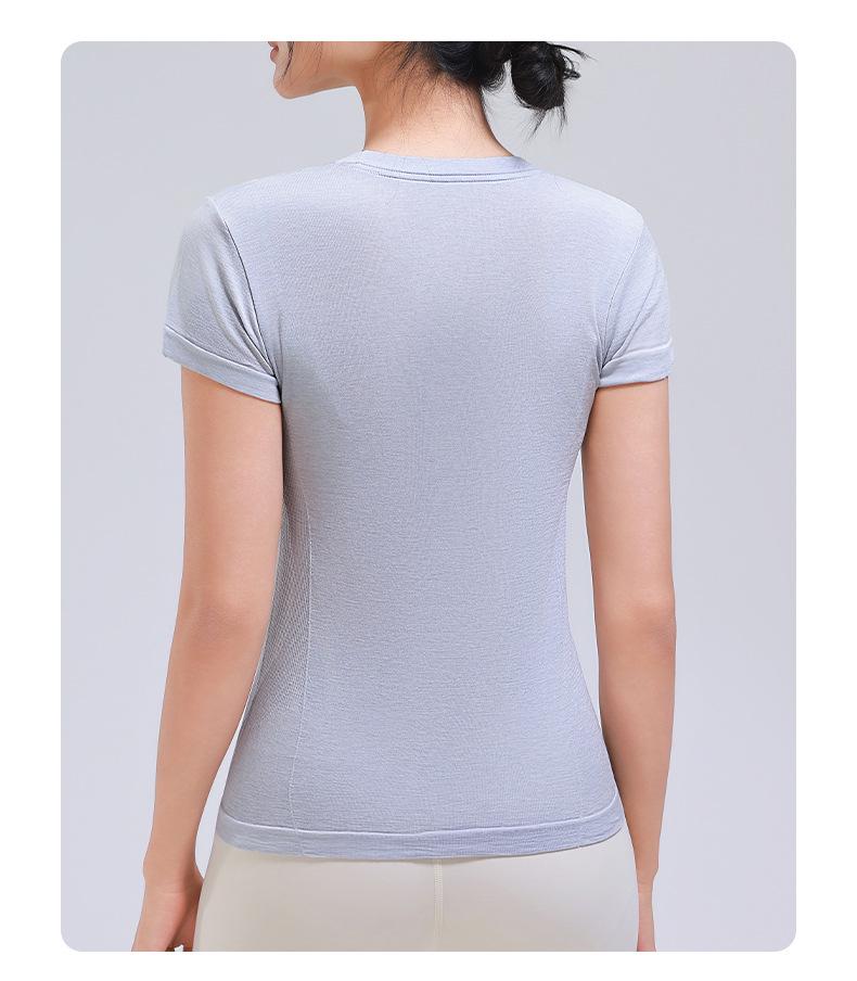 Damen Yoga T-Shirt aus Merinowolle - Schnelltrocknend, Hohe Elastizität, Figurschmeichelnd, Kurzarm