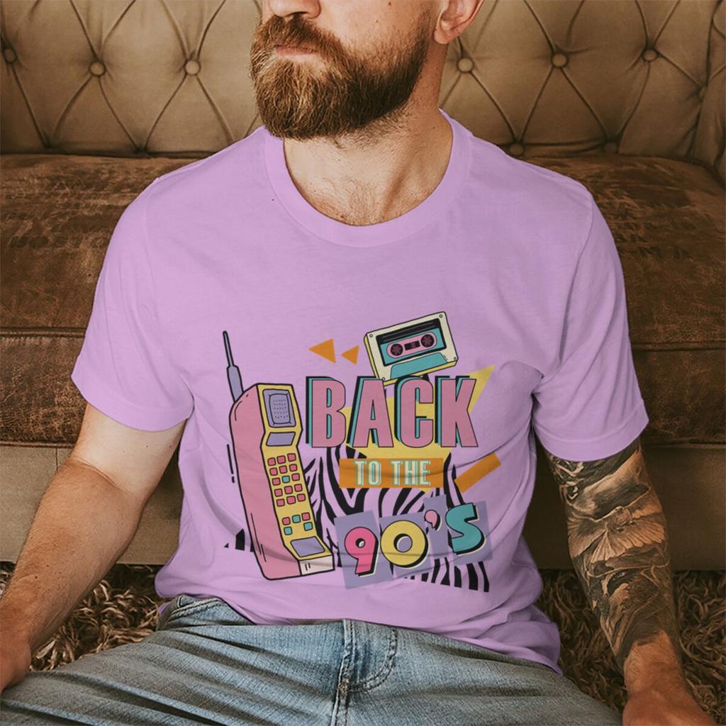 Vintage Style Back To The 90s Tshirts for Men Women Crewneck Tops for Birthday Party Gift Fashion Short Sleeve Ropa Hombre