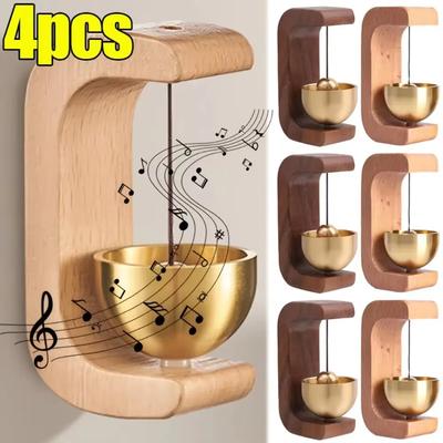 Solid Wooden Doorbell Aesthetic Brass Wind Chimes Magnetic Wireless Doorbell Entrance Door Bell Pendant Home Hanging Decoration