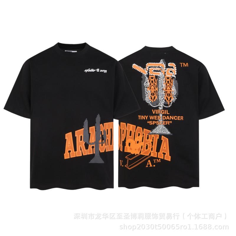 Sp5der 3D Puff Print Graphic Tee Men Loose Fit Cotton Short Sleeve T-Shirt Casual Wear